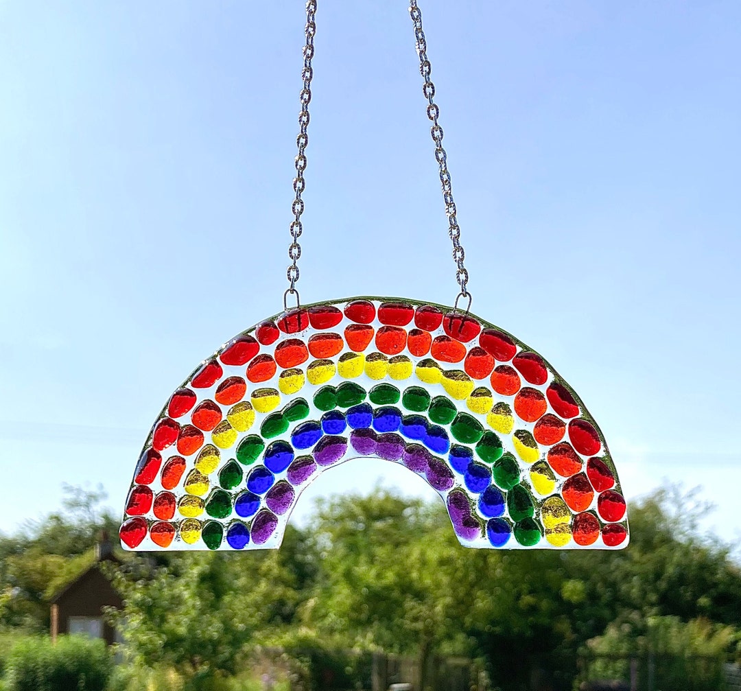 Handmade Fused Glass Rainbow Suncatcher for Windows Etsy