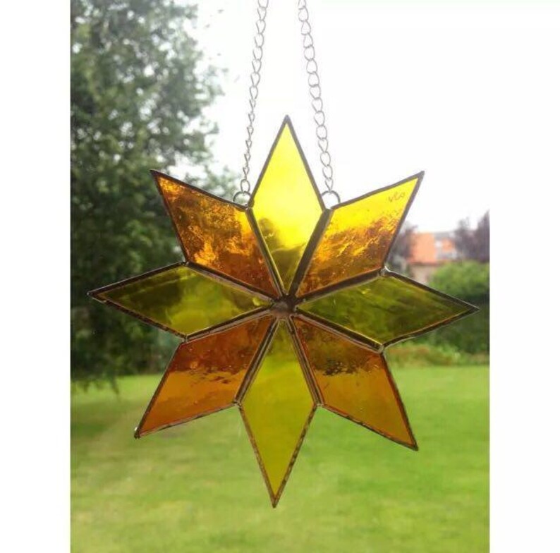 Stained Glass Orange and Yellow Star Suncatcher Decoration Etsy