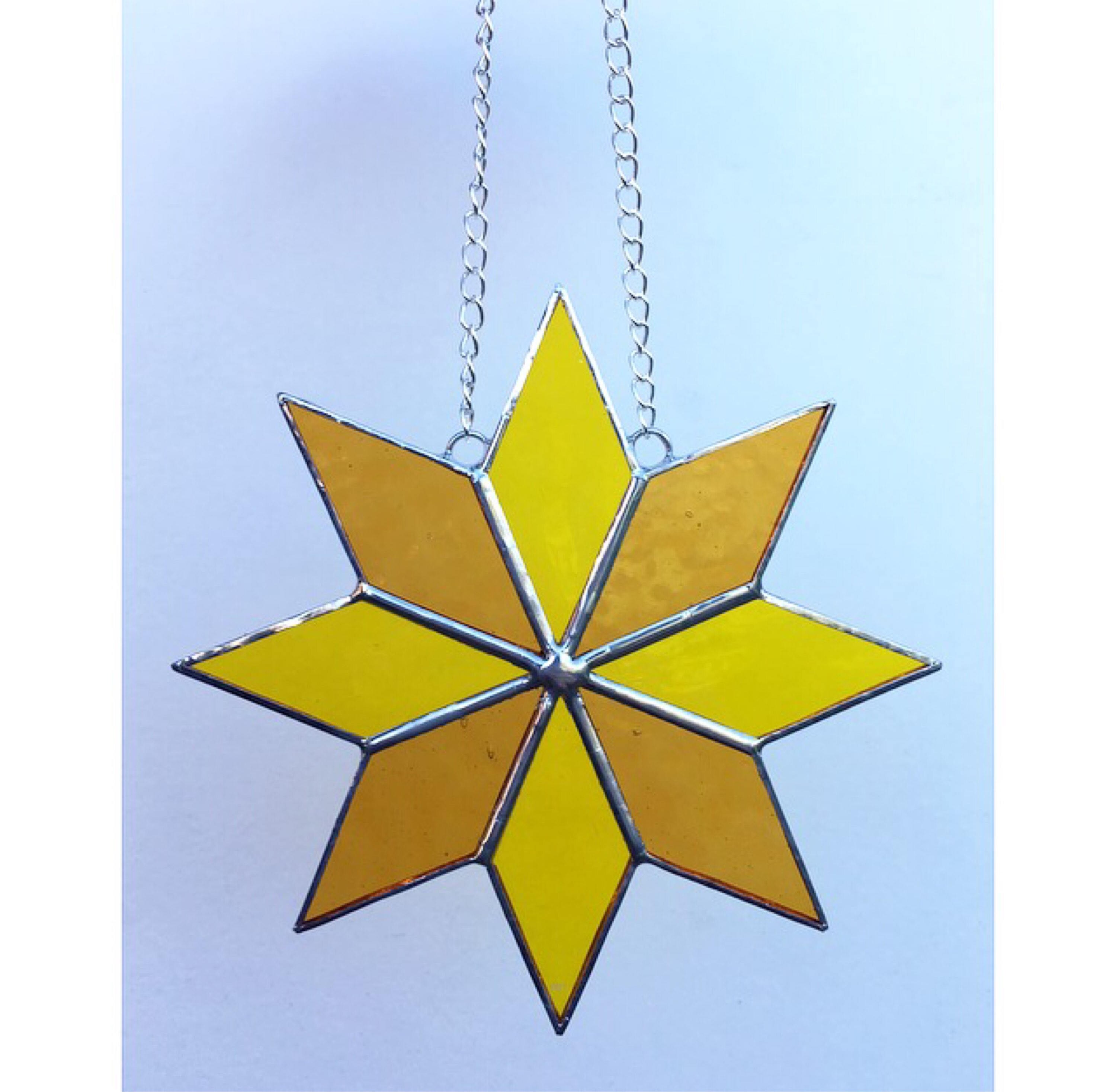 Stained Glass Orange and Yellow Star Suncatcher Decoration Etsy