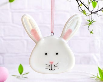 Stained Glass Easter Bunny Suncatcher: Hand-Painted Rabbit Decoration