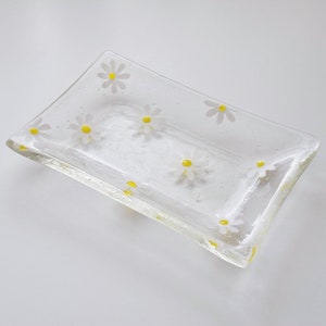 Handmade Daisy Flower Soap Dish, Handmade Glass