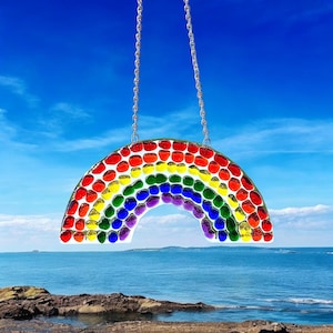 Handmade Fused Glass Rainbow Suncatcher For Windows