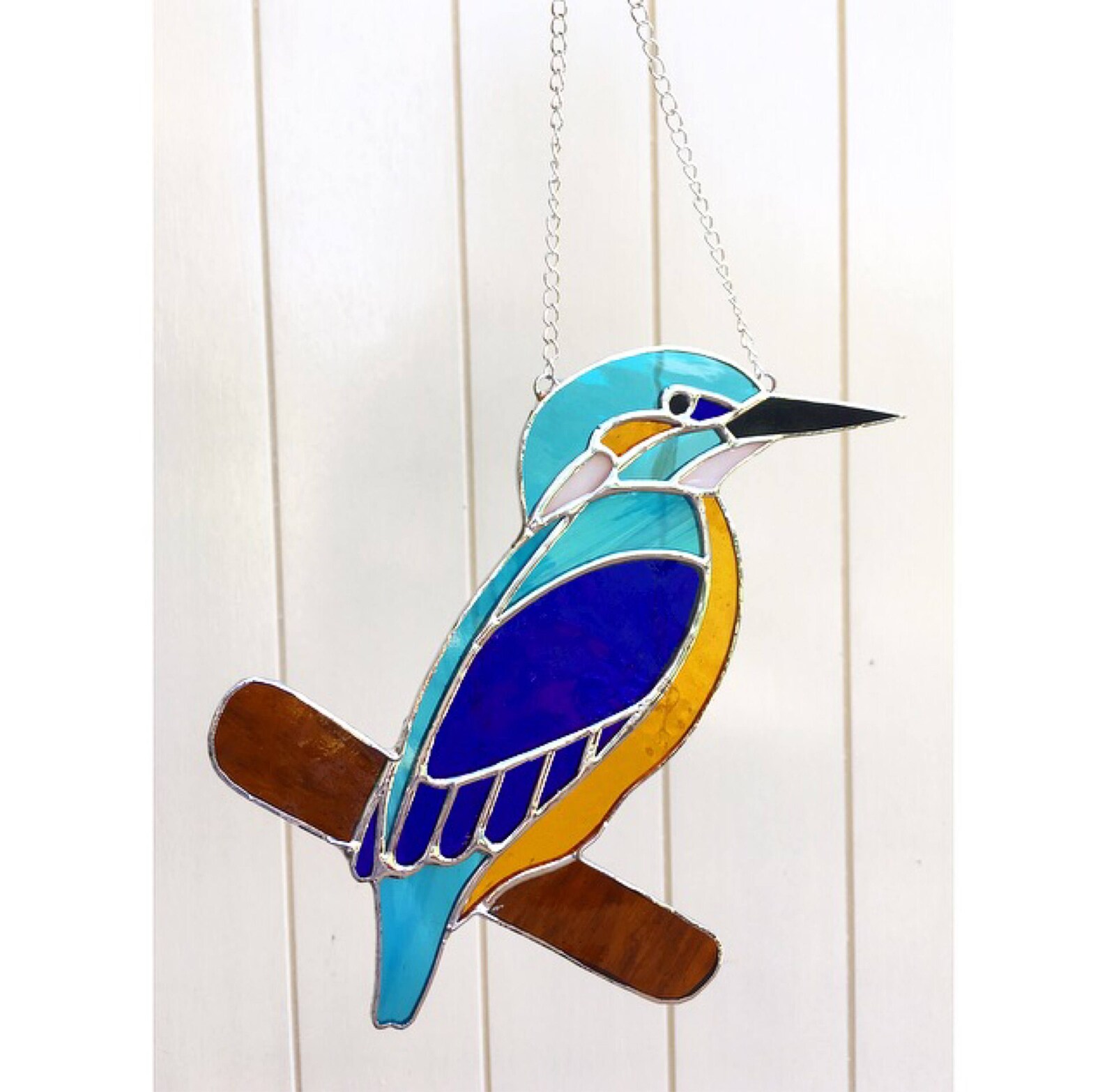 Handmade Stained Glass Kingfisher Suncatcher Decoration Etsy Australia