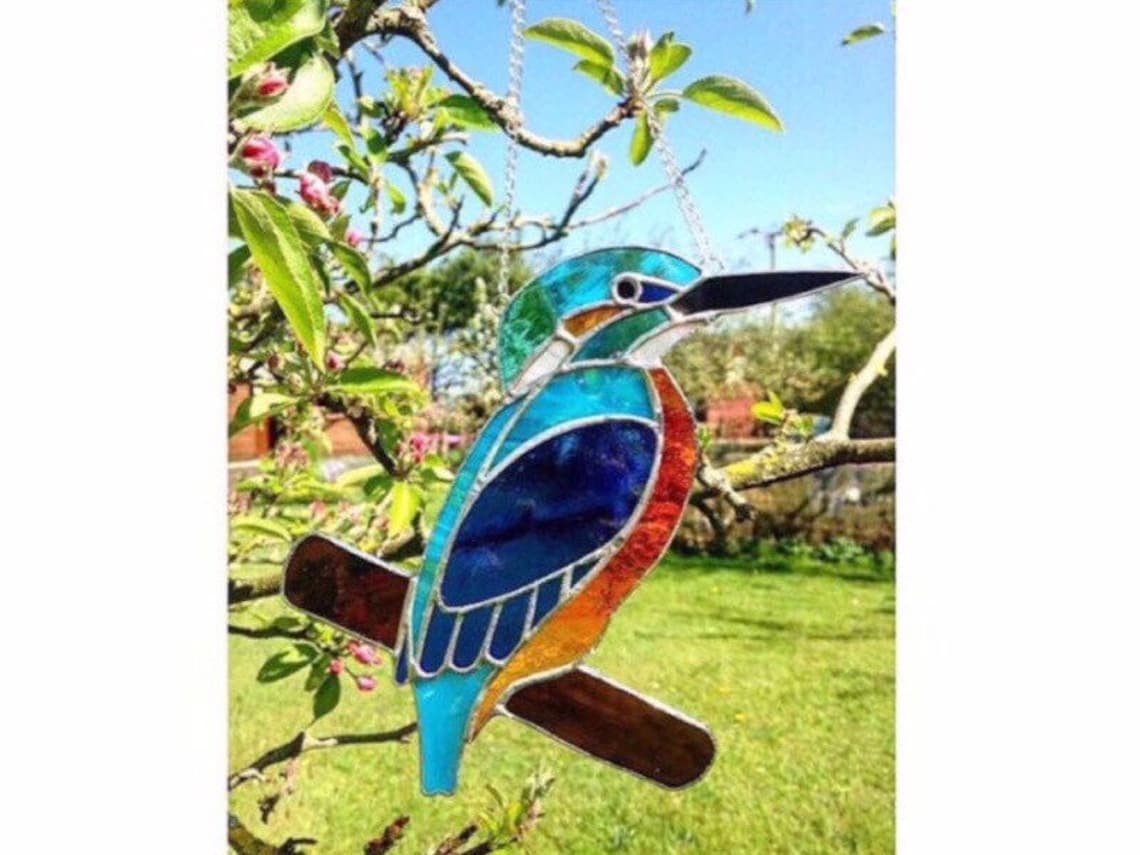 Handgemaakte glasinlood ijsvogel Suncatcher decoratie Etsy Nederland