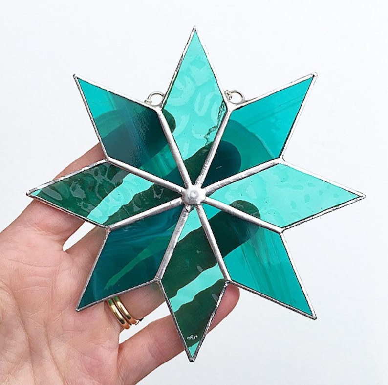 Stained Glass Hanging Star Suncatcher Window Decoration Etsy