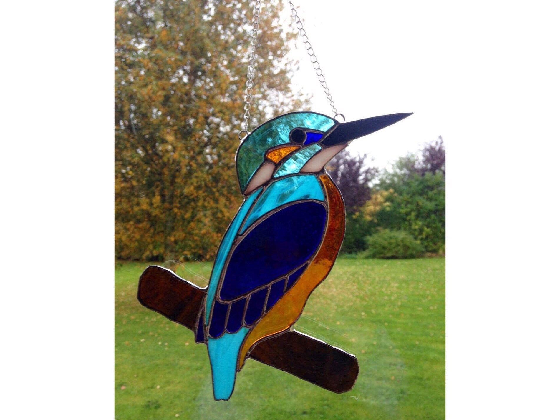 Handgemaakte glasinlood ijsvogel Suncatcher decoratie Etsy Nederland