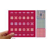 Greeting Cards - Set of 4 - Christmas Pattern Print - Minimal Art Cards