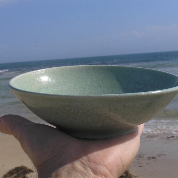 green bowl -  breakfast bowl - stoneware pottery - dessert bowl - kitchen bowl - celadon glaze