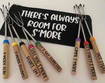 Personalized S'more Sticks, Roasting Sticks, Marshmallow Sticks, Camping Party Favors, Glamping Party