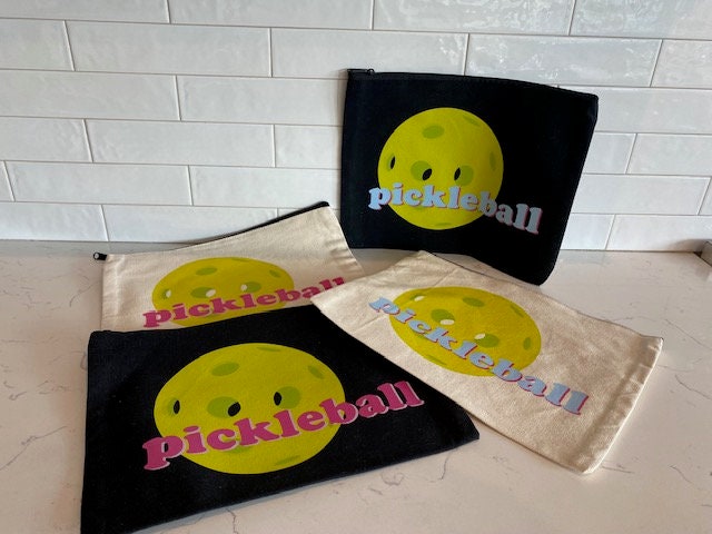 Pickleball themed flat zip pouch
