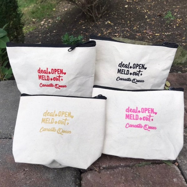 Canasta themed 8 inch zip pouch