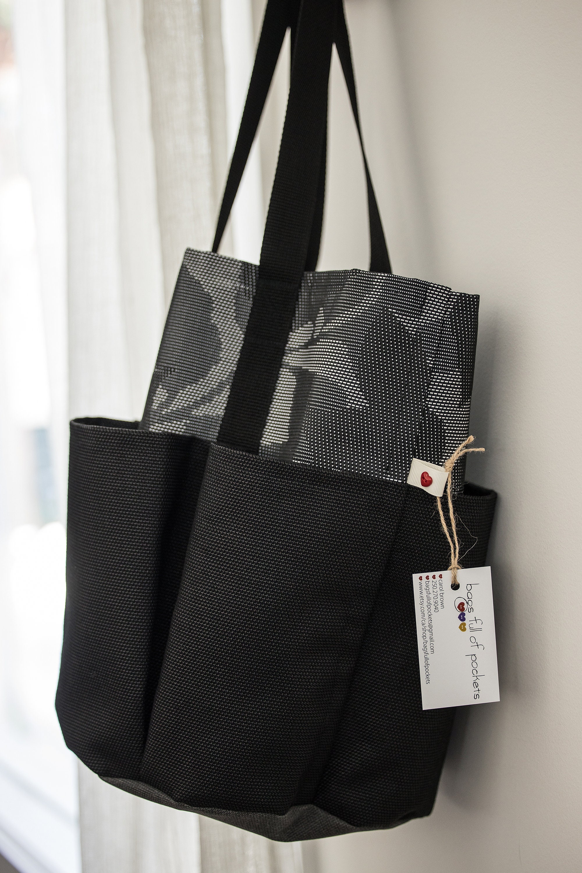 Large Tote Bags Full of Pockets Textaline Tote Everyday Etsy