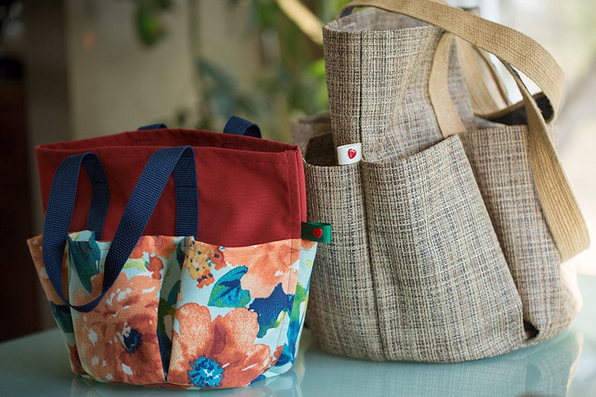 Tiny Tote, Bags Full of Pockets, Floral Patterned Canvas