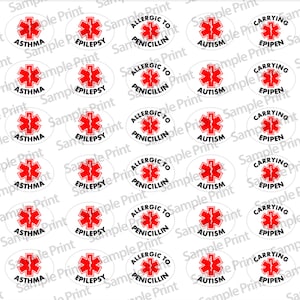 Medical Alert  With Text 12x16mm Paracord Shoelace Charm Template Image Download