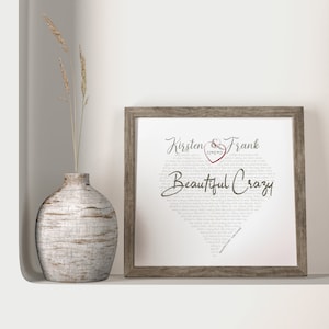 Wedding Song Heart Shaped Lyrics Digital Print, Personalized Wedding Song Anniversary Gift, Personalized Song Anniversary Gift