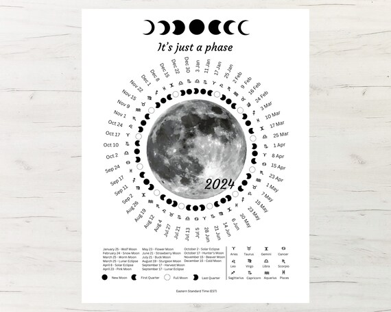 Astrology Moon Phases Calendar Digital Product, Astrology Gifts, Lunar Full  Moon Print Calendar, Solar Eclipse, Zodiac Gifts, Zodiac Print - Etsy