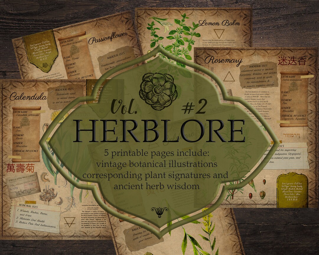 Printable Book of Shadows Herblore Pages Vol 2, Herbarium