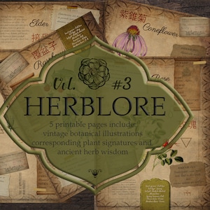 Livre imprimable des ombres Herblore Pages Vol 3, à base de plantes, illustration botanique, herboriste, herbologie, alchimie, grimoire, journal indésirable, bujo