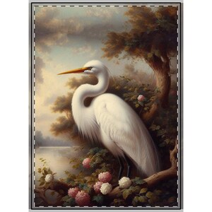 Elegant Egret Wall Tapestry, Bohemian Decor, Floral Art, Home Wall Hanging, Perfect for Nature Lovers or Gifts