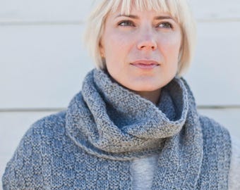 Long Winter Grey Wool Knitted Unisex Scarf