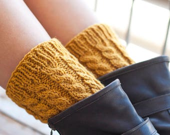 Knitted Ankle Socks, Hand Knit Winter Wool Boot Cuffs, Leg Warmers for Woman