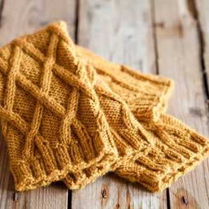 Hand Knitted Wool Mustard Adult Leg Warmers