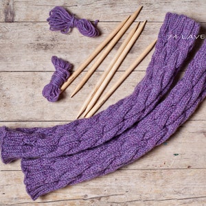 Handknitted Cable Knit Pure Wool Adult Leg Warmers