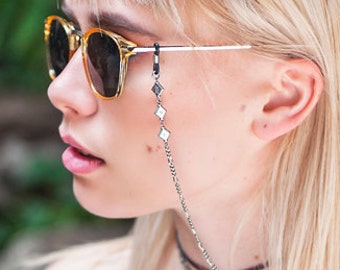 Stainless steel chain and metal charms sunglasses chain - silver festival trendy bohemian sunglasses chain hanger