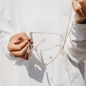 Gold Eyeglass Chain, 24K Gold Plated Eyewear Chain, Stainless Steel Eyeglasses Necklace, Gold Beaded Eyewear Lanyard, Eyeglass Holder Chain image 3