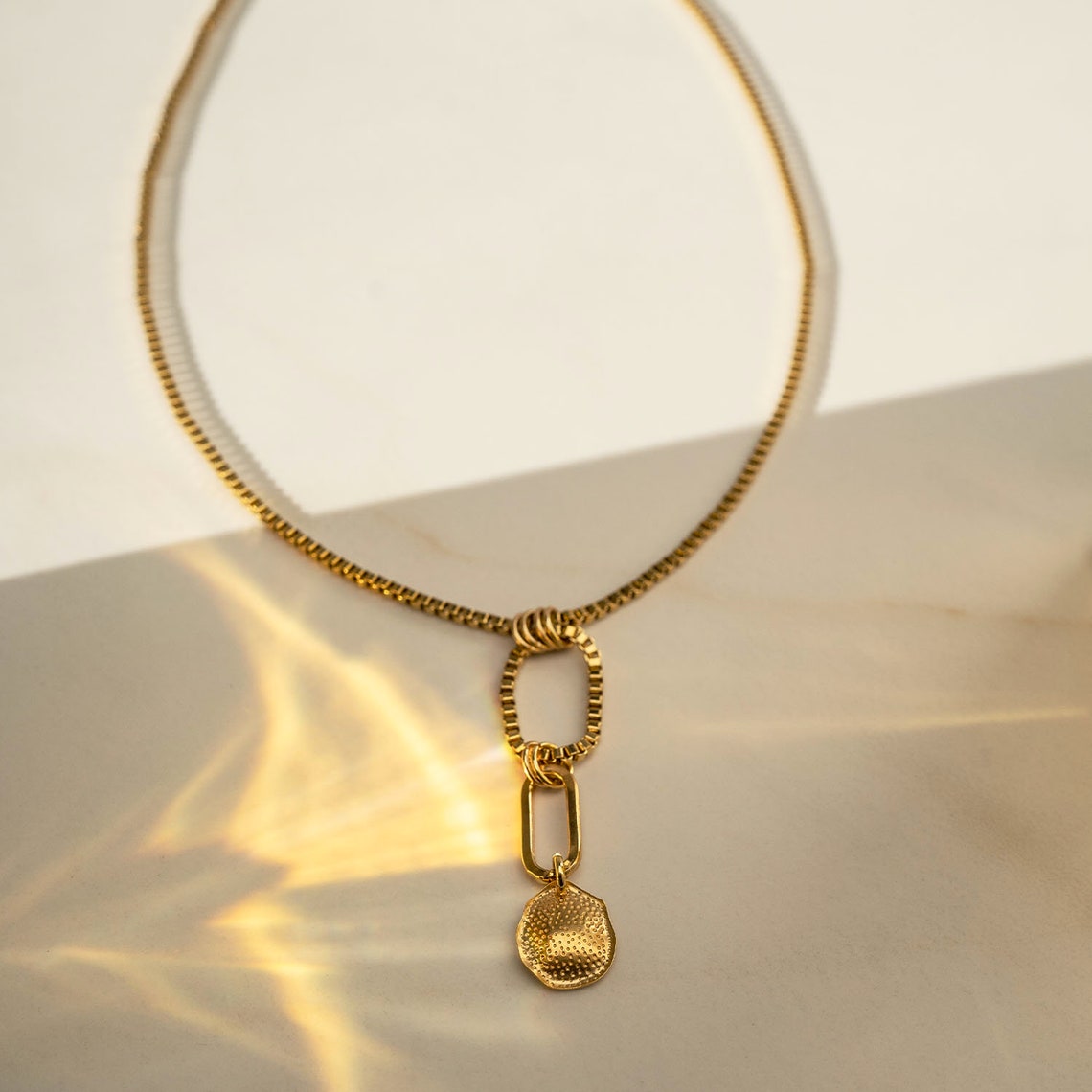 Short Gold Necklace 24K Gold Plated Pendant Necklace Gold Etsy