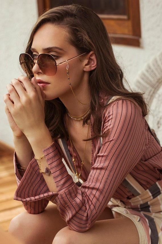Gold Plated Glasses Chain 24K Gold Plated Links Sunglasses Chain
