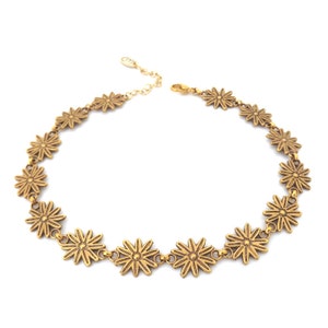 Bohemian flower choker necklace 24 Carats gold plated flower links festival indie boho chic choker necklace image 2