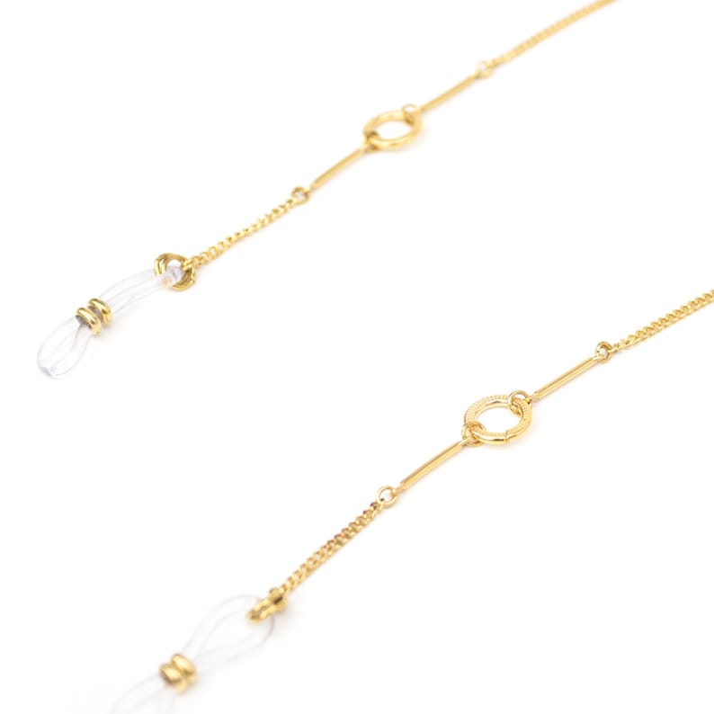 Gold Eyeglass Chain, 24K Gold Plated Eyewear Chain, Stainless Steel Eyeglasses Necklace, Gold Beaded Eyewear Lanyard, Eyeglass Holder Chain image 5