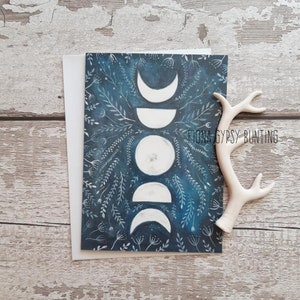 moon art card, pagan card, gift for pagan, moon phase art, wicca card, witchy greeting card, moon phase card, moon card, moon greeting card,