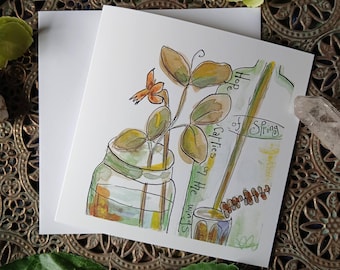 Spring art card, daffodil card, nature card, spring art, spring poetry, nature, hope, art, art with words