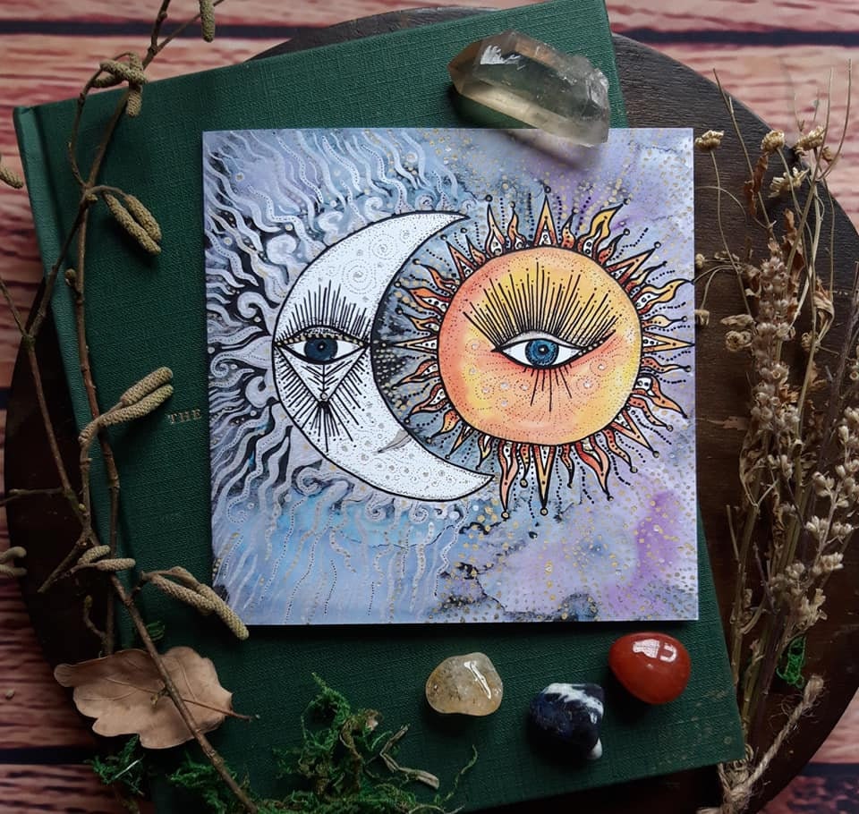 sun-card-moon-card-sun-and-moon-card-sun-art-card-moon-art-etsy-uk