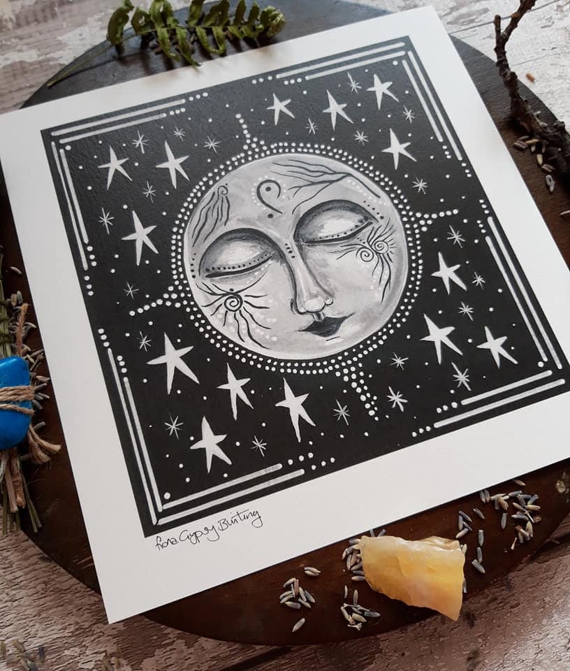 Moon Art Print, Full Moon Art, Pagan Art, Moon Art, Pagan Altar ...