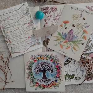 Tree of life card, wild flower card, inner child card, bee art card, tree art card, spiritual art card, nature art cards, be wild, tree,
