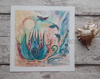 lotus wall art, lotus flower art print, lotus flower art, spiritual art, butterfly wall art, floral wall art, meditation art, therapy room,