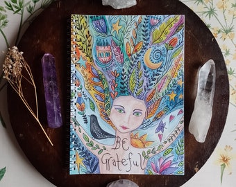 Gratitude journal, gratitude note book, lined and plain page notebook, journal, art journal, notebook, journal, gratitude, moon notebook,