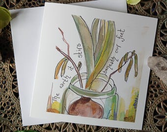 Nature lover, pagan card, spring art card, spring words, seasonal card, spring art,