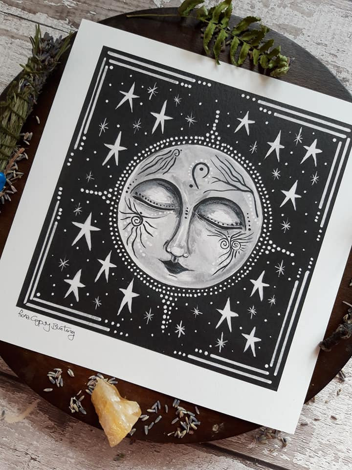 Moon Art Print, Full Moon Art, Pagan Art, Moon Art, Pagan Altar ...