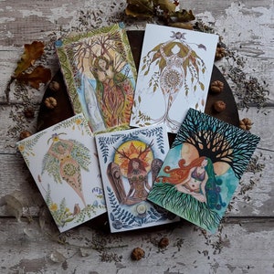 Tarjetas de felicitación de diosa, Tarjeta de diosa, Tarjeta de arte pagano, Pack de 5 tarjetas, Tarjeta de felicitación espiritual, Regalo pagano, Arte pagano, Diosa, Gaia, Wiccan