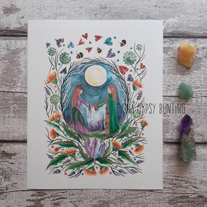 fairy art print, elven art, handfasting gift, faerie art print, faerie art, wedding gift, fantasy art, nature art print, pagan art, fae,