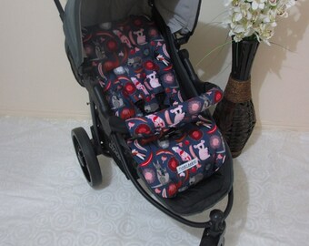 Handmade pram liner set-Dinosaurs,green-100/% cotton*Funky babyz