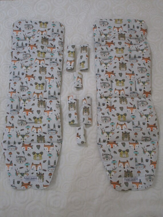 Baby jogger city mini pram liner set-Indian animals-Handmade