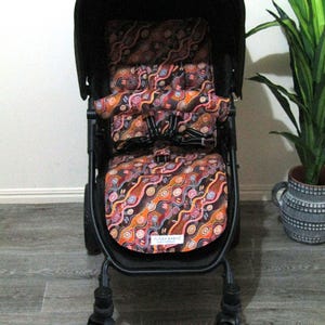 Pram/stroller seat liner-Indigenous art,Jijaka desert tracks-Australian made