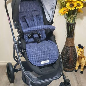 Pram/stroller seat liner-Navy blue,pin spots-Australian made.