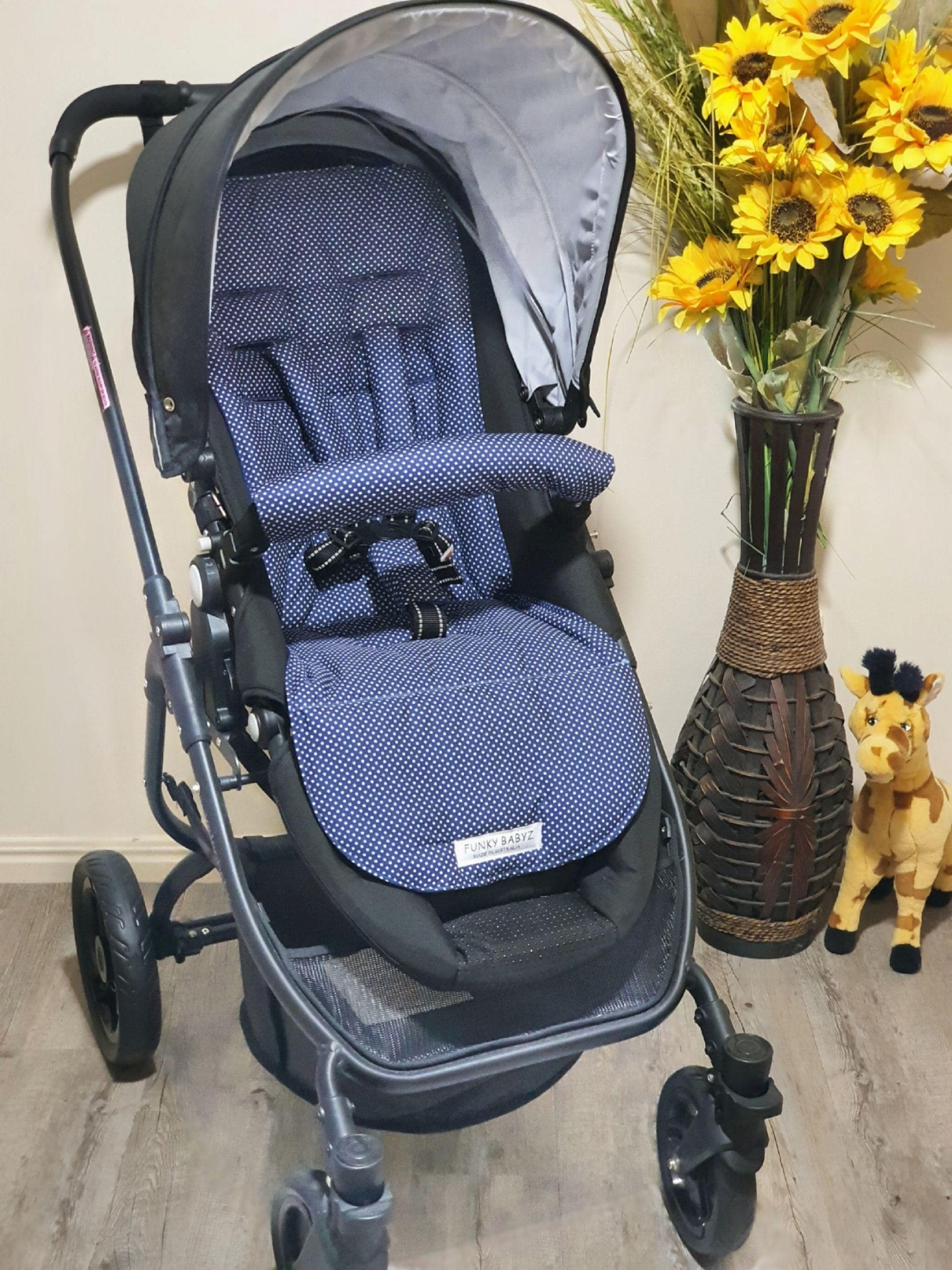Pram/stroller Seat Liner-navy Blue,pin Spots-australian Made. - Etsy