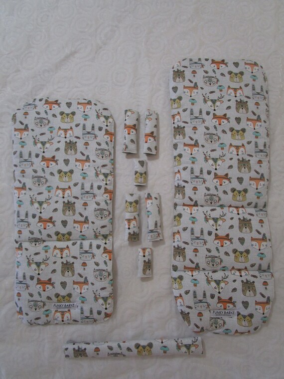 Baby jogger city mini pram liner set-Indian animals-Handmade